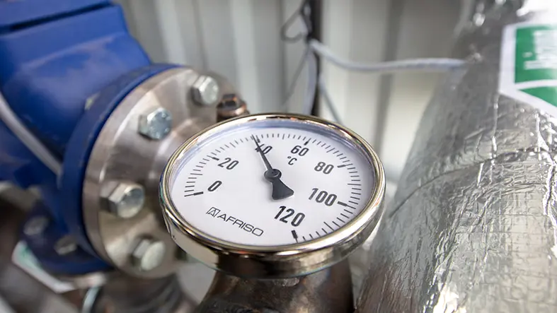 Thermometer für die Vorlauftemperatur